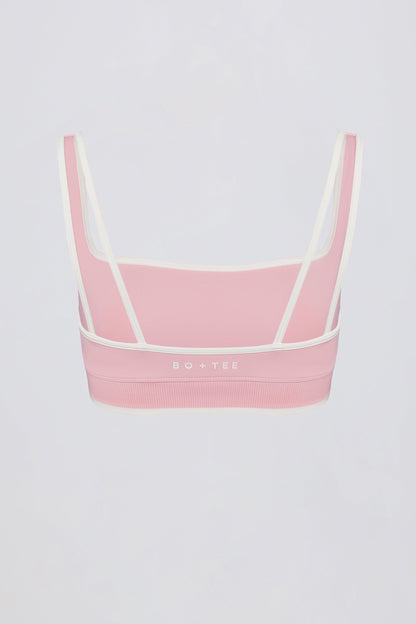 Soft Active Contrast Sports Bra in Powder Pink
