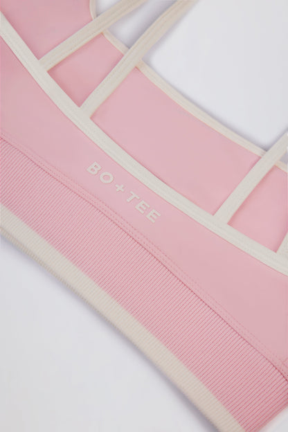 Soft Active Contrast Sports Bra in Powder Pink