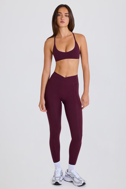 Soft Active Crossover Leggings in Burgundy