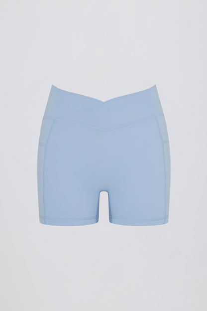 Soft Active Crossover Pocket Shorts in Sky