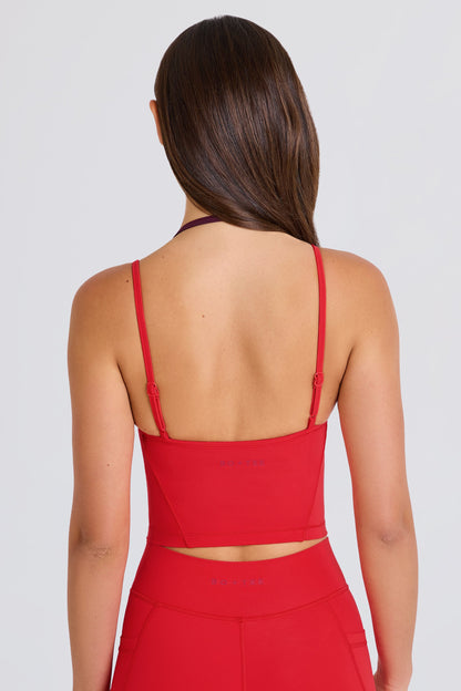 Soft Active Layered Cropped Tank Top in Strawberry Red