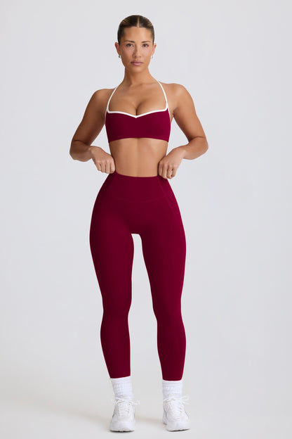Soft Active Mid-Rise Leggings in Burgundy