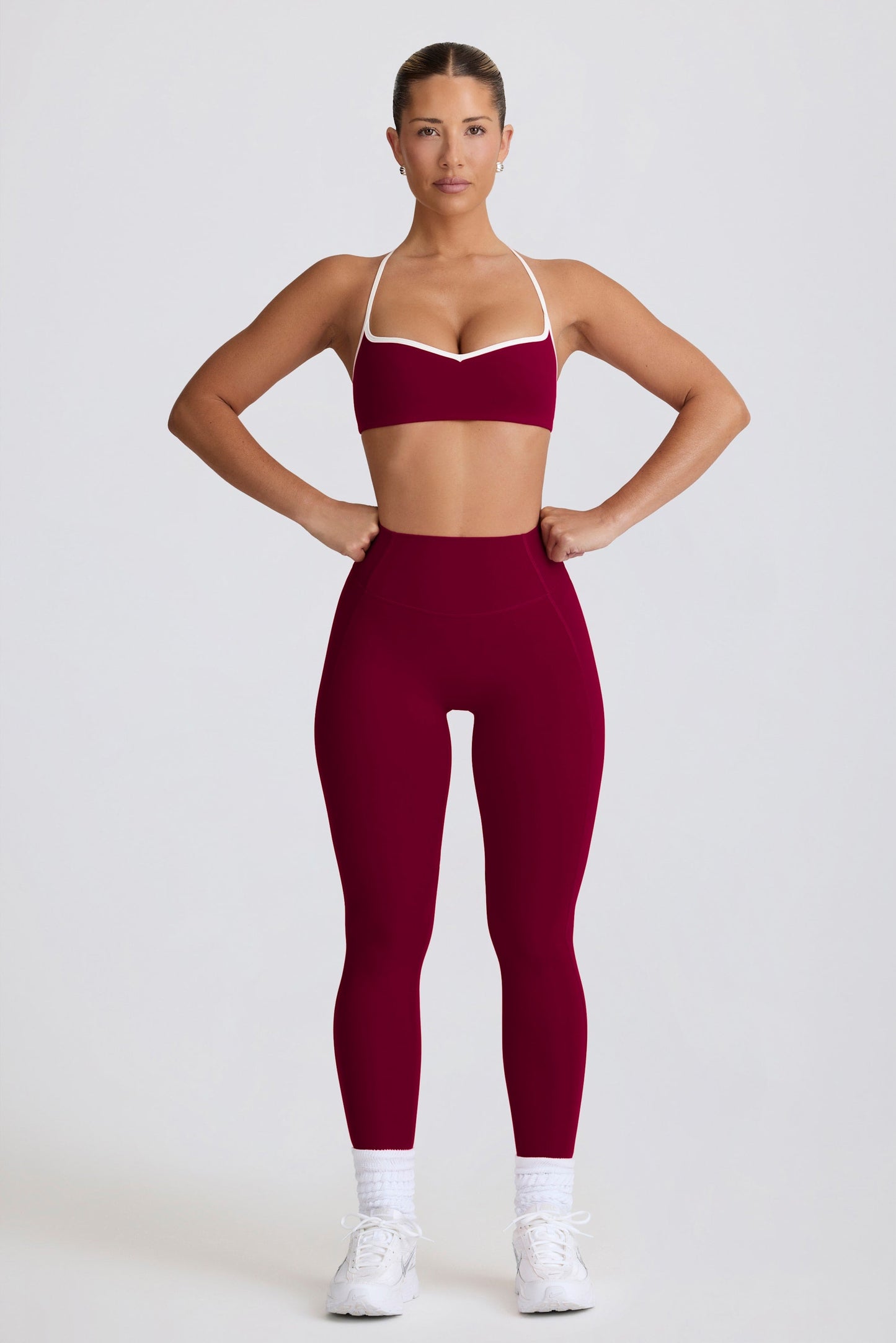 Soft Active Mid-Rise Leggings in Burgundy