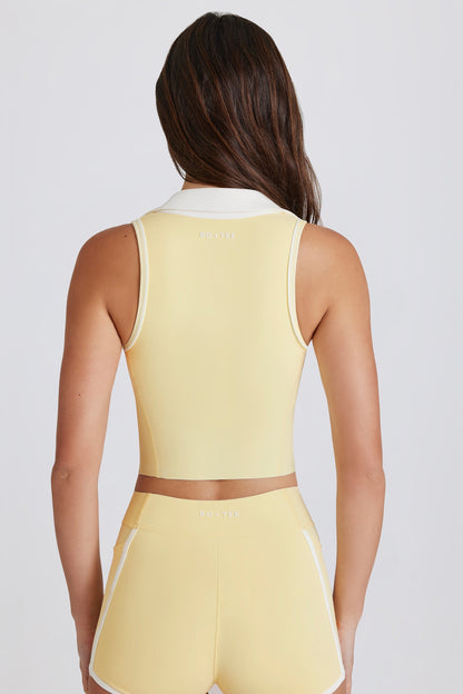 Soft Active Polo Crop Top in Lemon