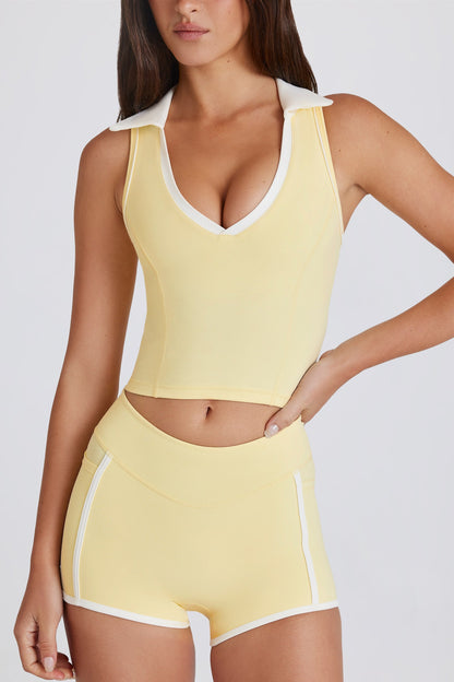 Soft Active Polo Crop Top in Lemon