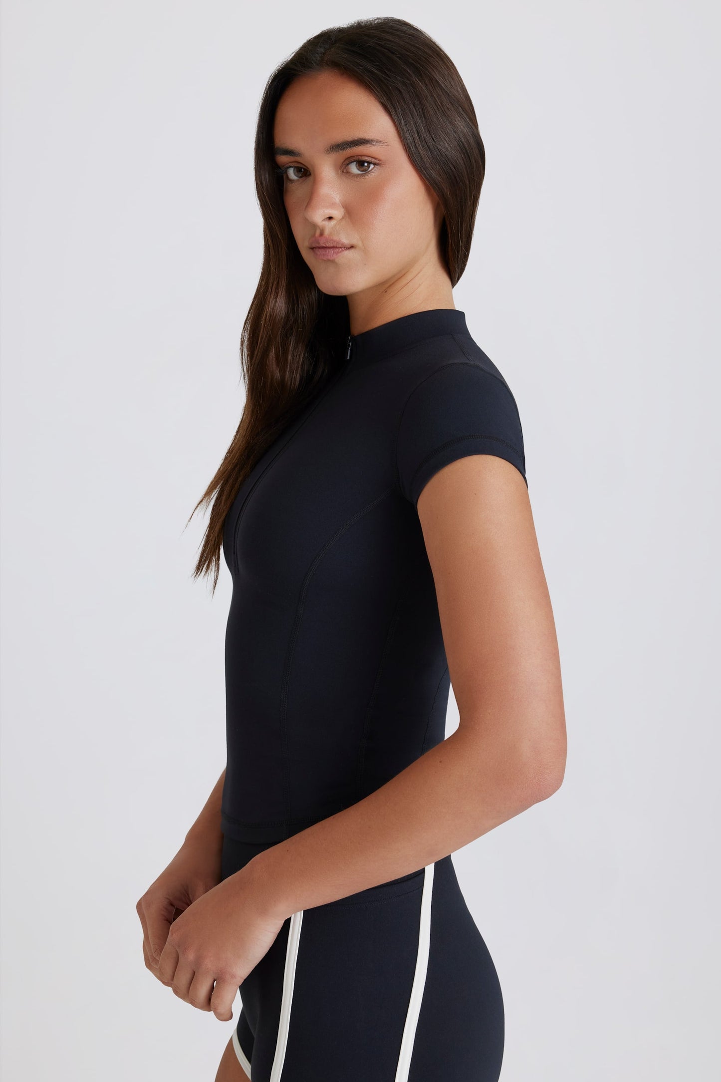 Soft Active Quarter-Zip Top in Black