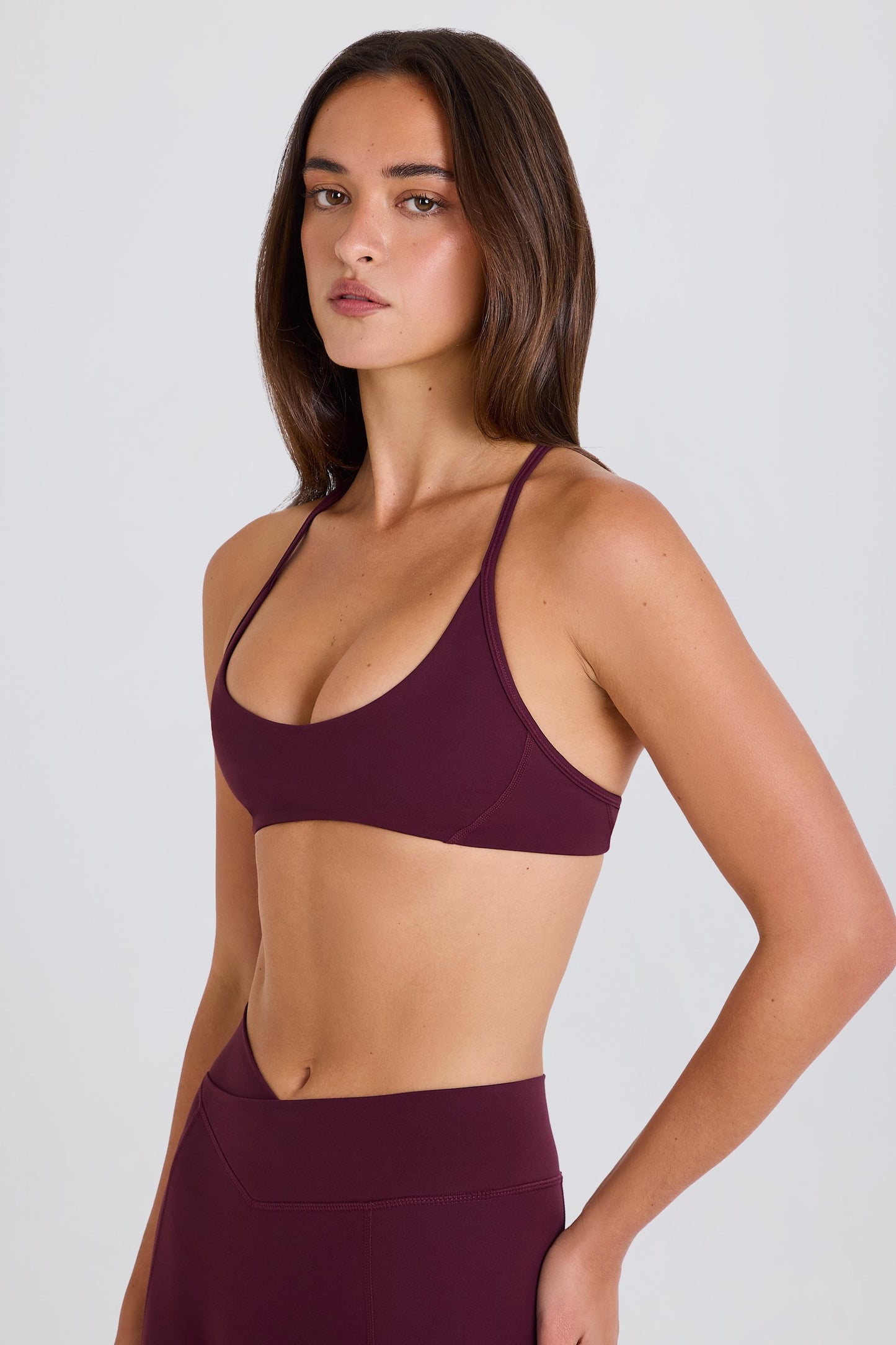 Soft Active Racerback Sports Bra in Burgundy