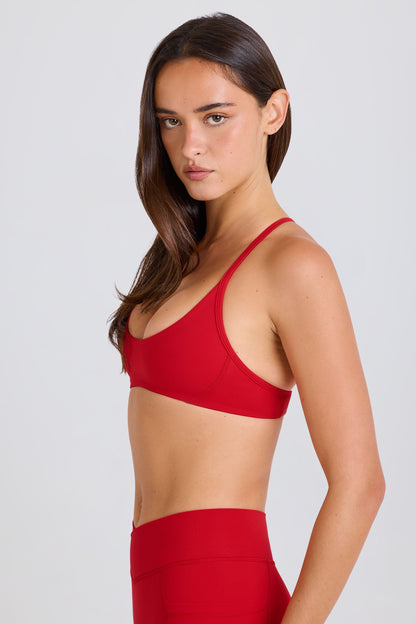 Soft Active Racerback Sports Bra in Strawberry Red