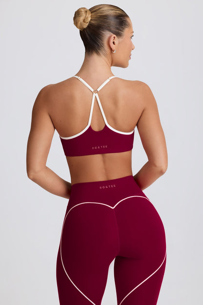 Soft Active Sweetheart-Neck Sports Bra in Burgundy