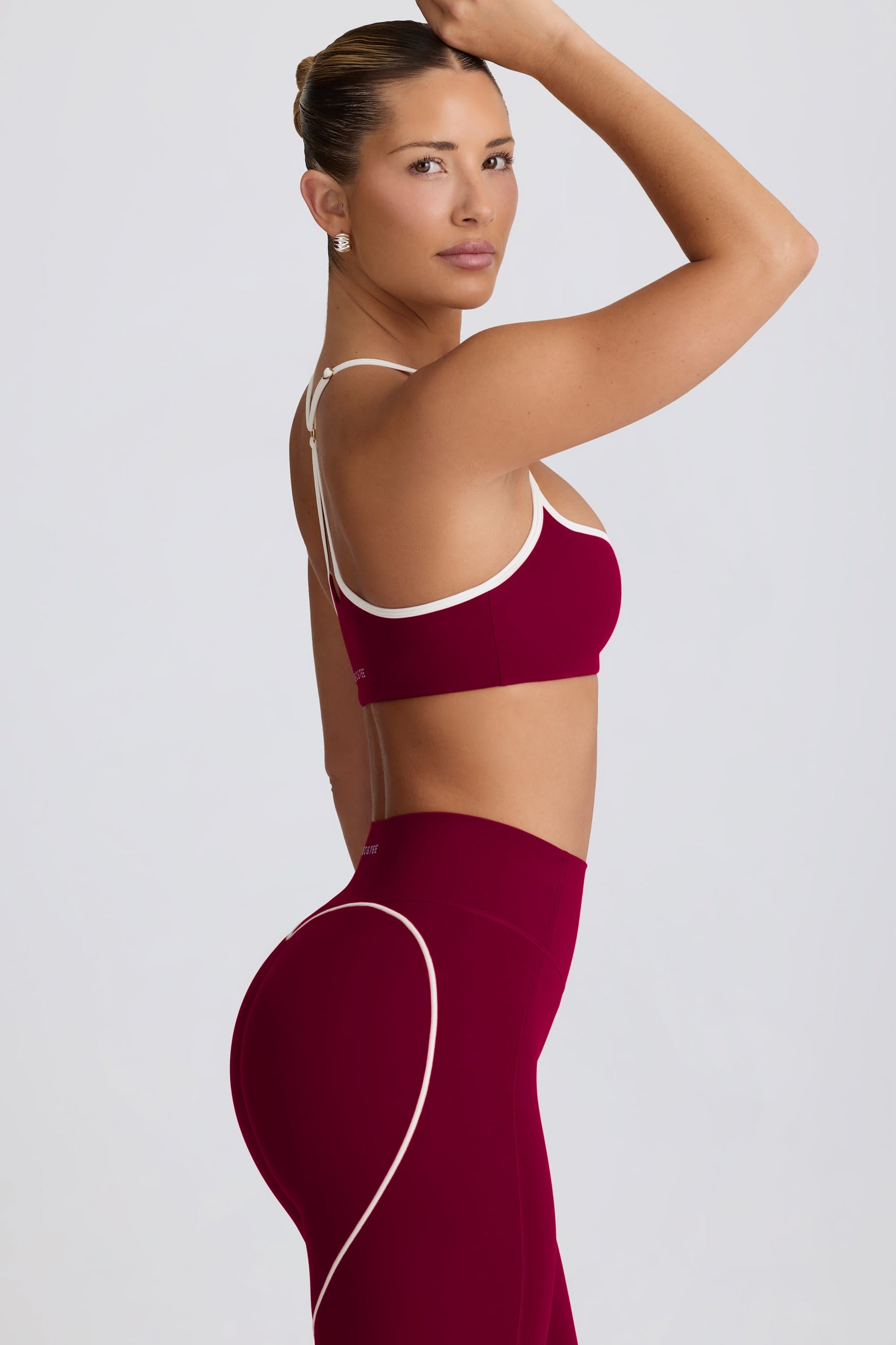 Soft Active Sweetheart-Neck Sports Bra in Burgundy