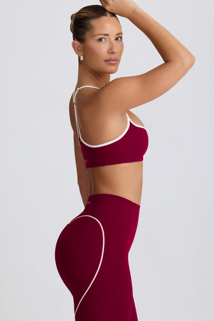 Soft Active Sweetheart-Neck Sports Bra in Burgundy