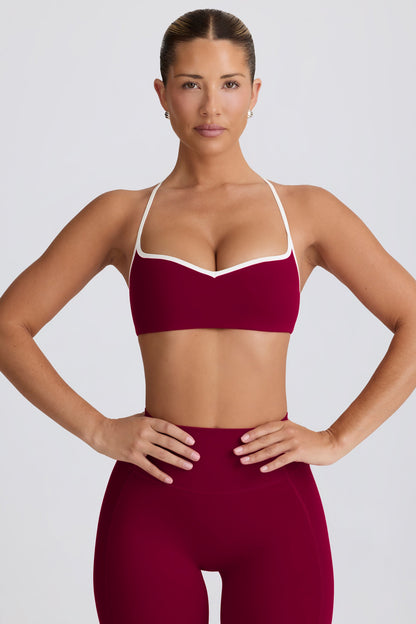 Soft Active Sweetheart-Neck Sports Bra in Burgundy