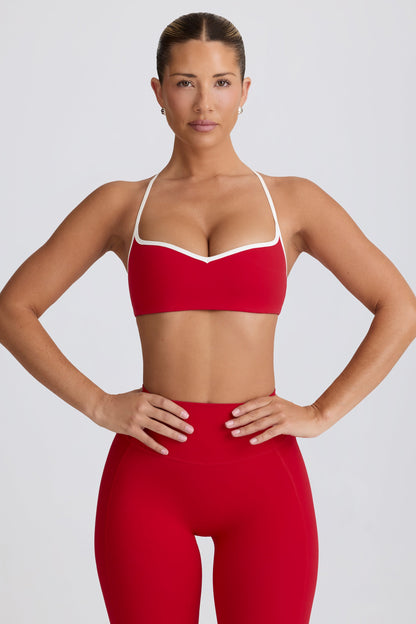 Soft Active Sweetheart-Neck Sports Bra in Hot Red