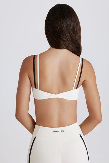 Soft Active Twist-Back Layered Sports Bra in Ivory