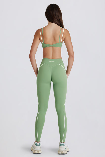 Soft Active Twist-Front Leggings in Green