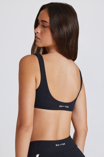 Soft Active Twist-Front Sports Bra in Black