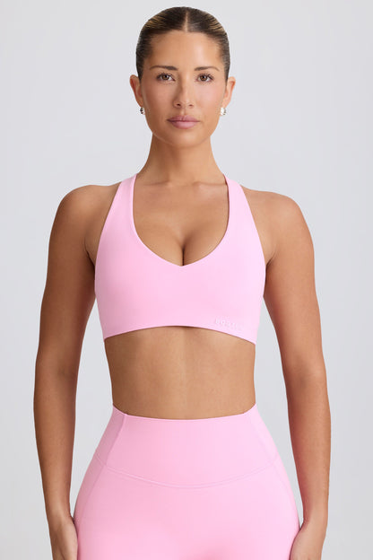 Soft Active V-Neck Sports Bra in Baby Pink