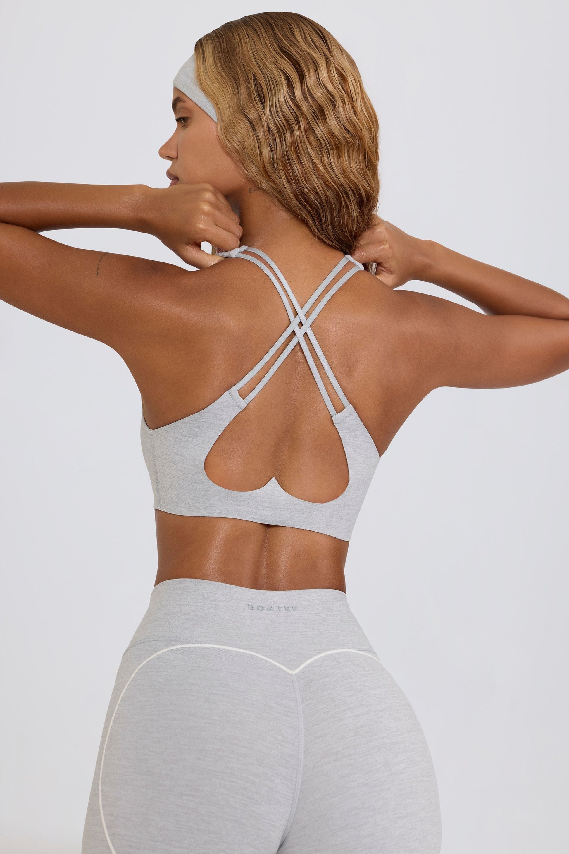 Soft Active V-Neck Sports Bra in Grey Marl