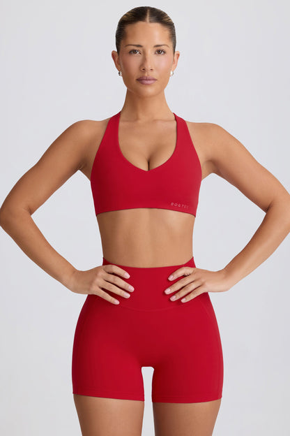 Soft Active V-Neck Sports Bra in Hot Red