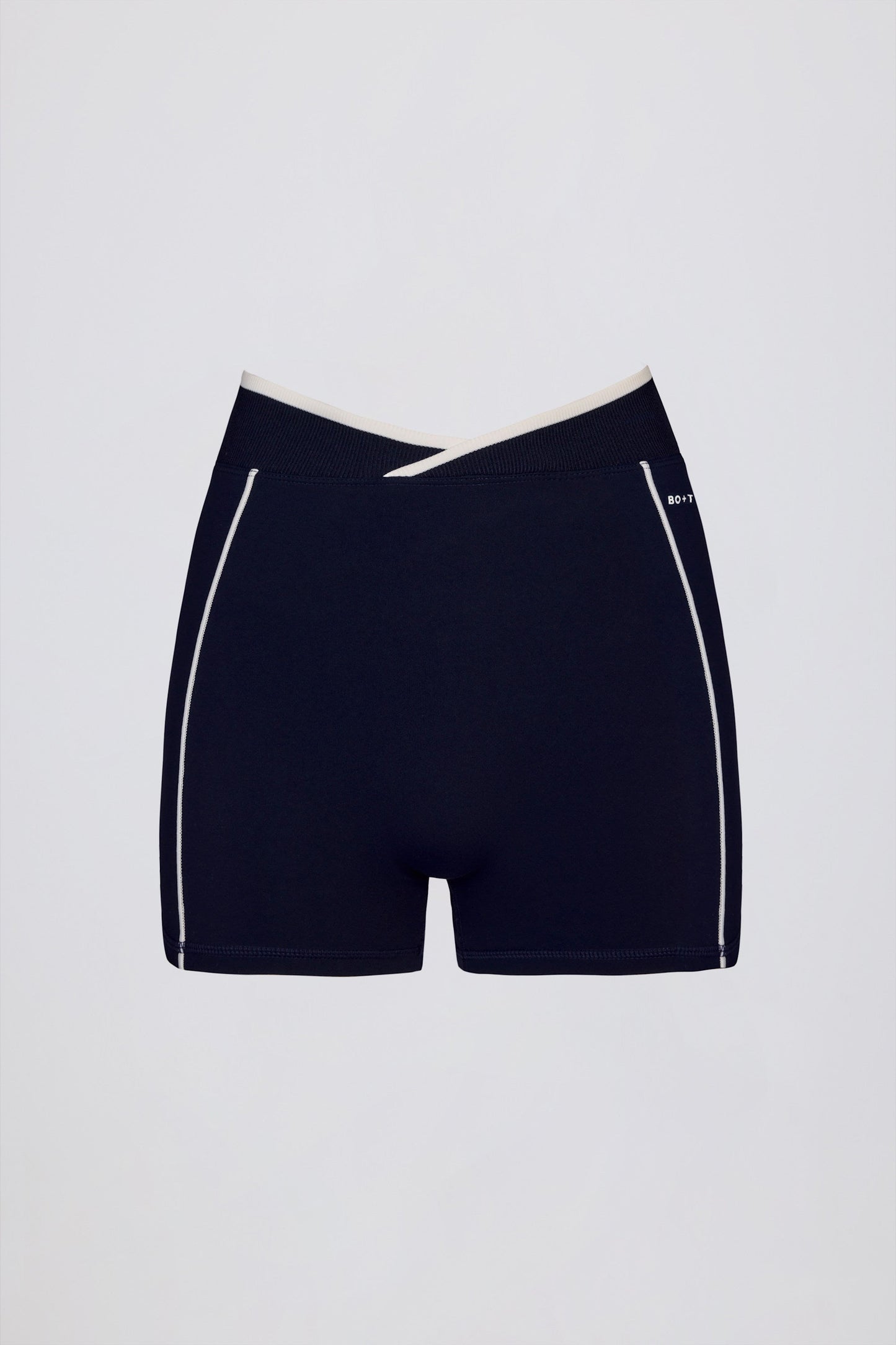 Soft Active Wrapover Contrast Mini Shorts in Classic Navy