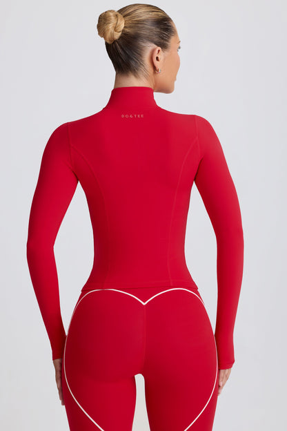 Soft Active Zip-Up Jacket in Hot Red