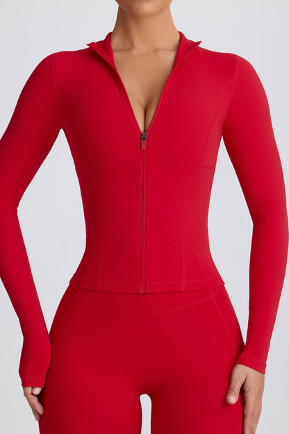 Soft Active Zip-Up Jacket in Hot Red