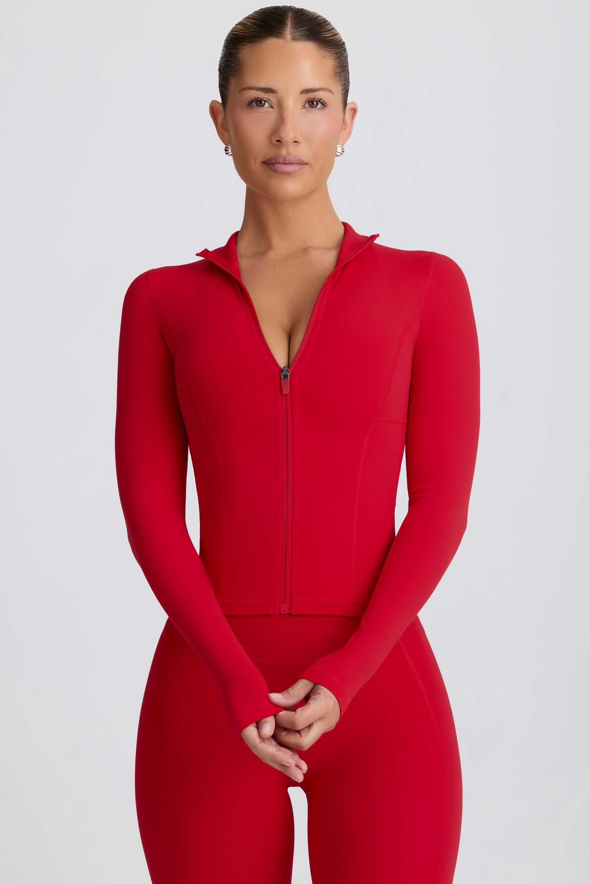 Soft Active Zip-Up Jacket in Hot Red