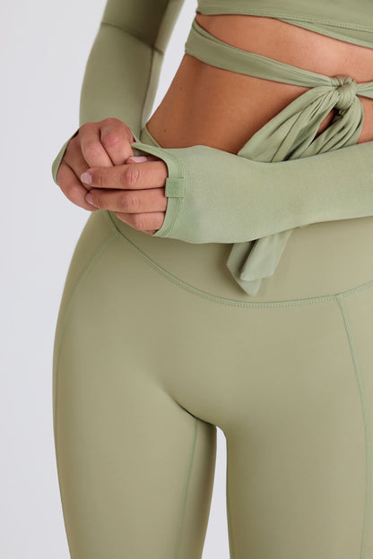 Soft Jersey Wrap Crop Top in Matcha