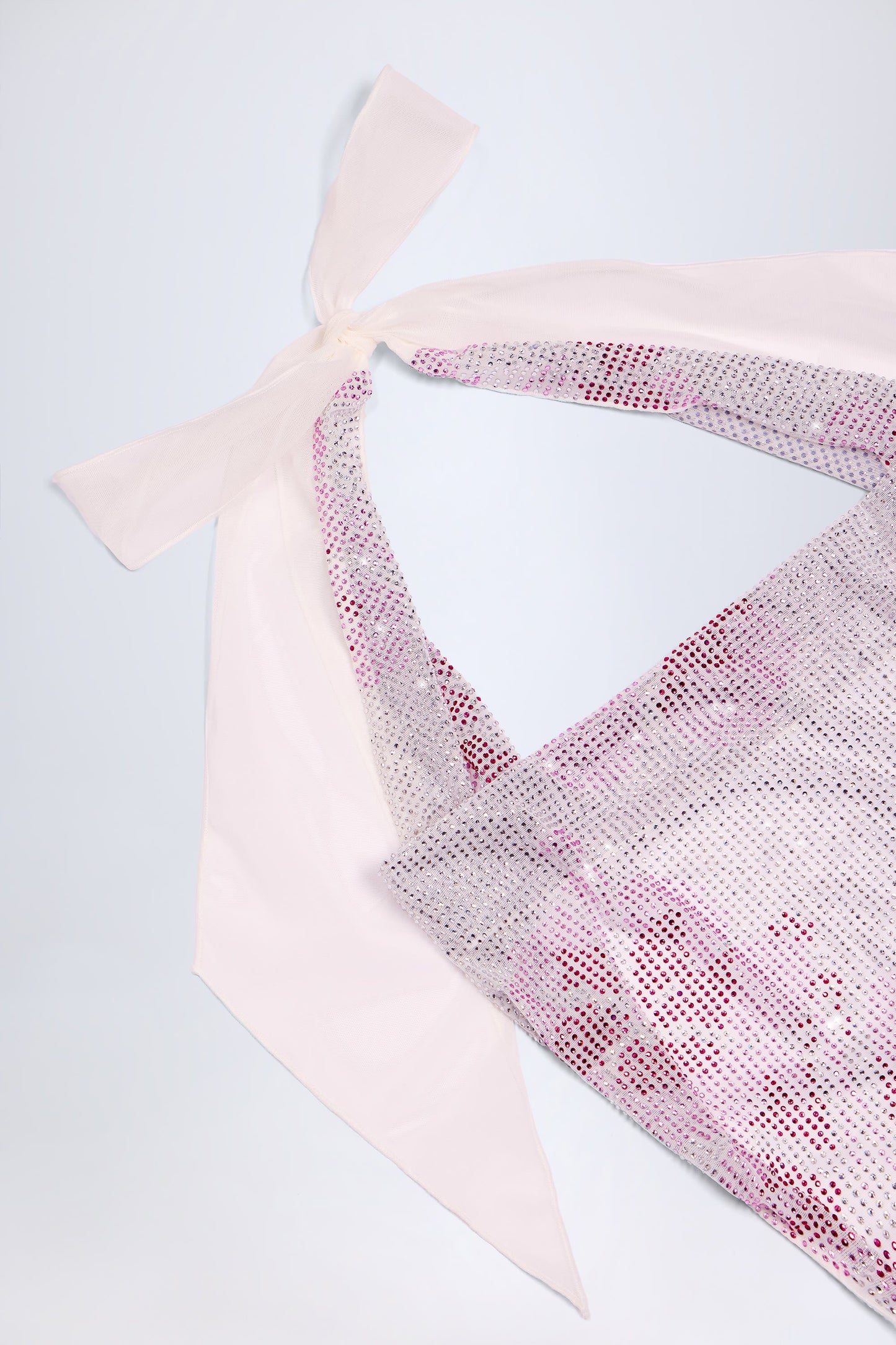 Embellished Cowl-Neck Maxi Dress in Pink White Hotfix