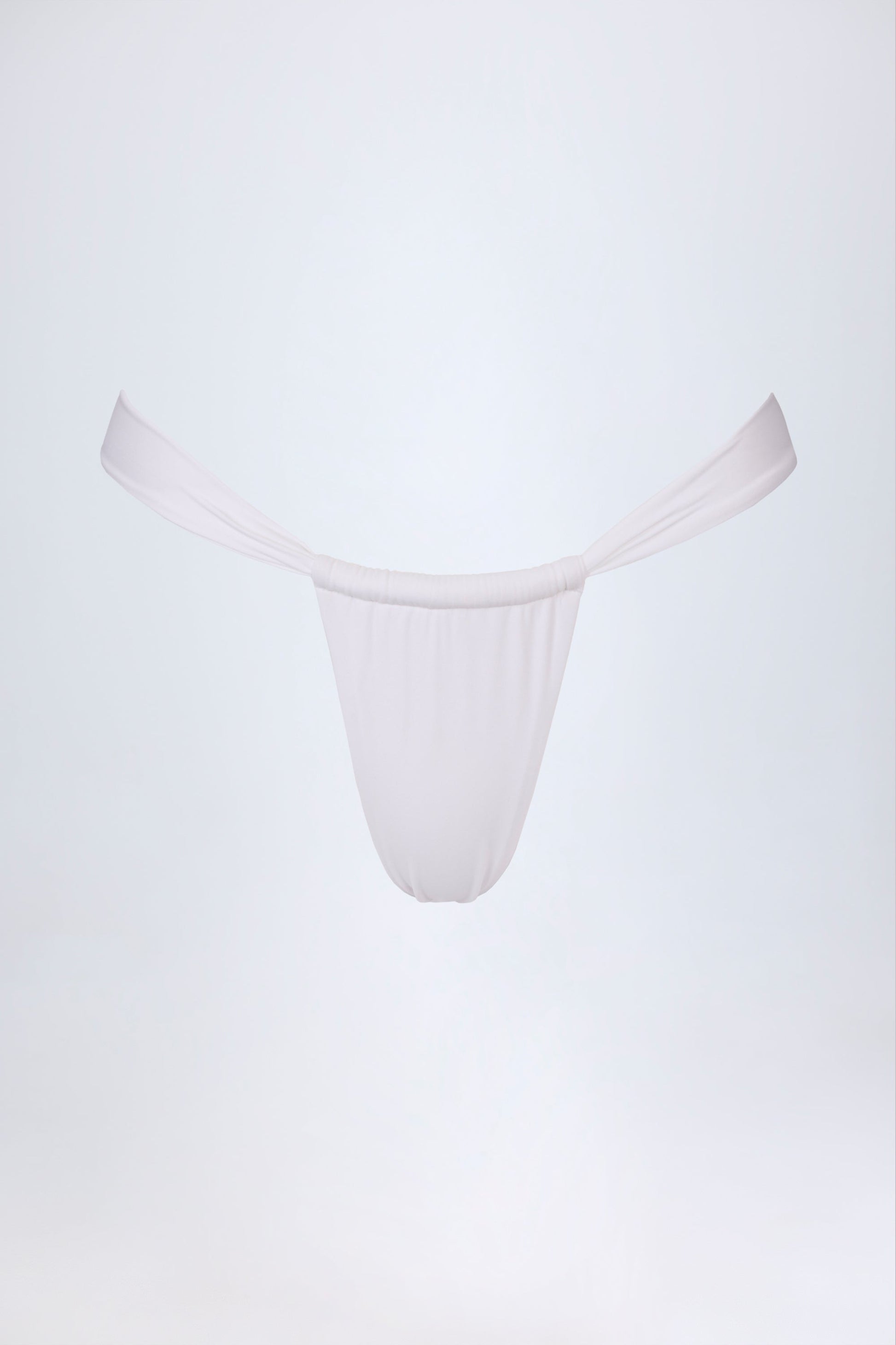 Ruched Thong Bikini Bottoms in White
