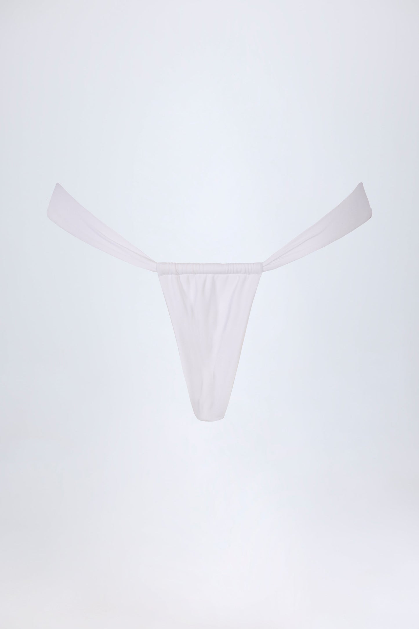 Ruched Thong Bikini Bottoms in White