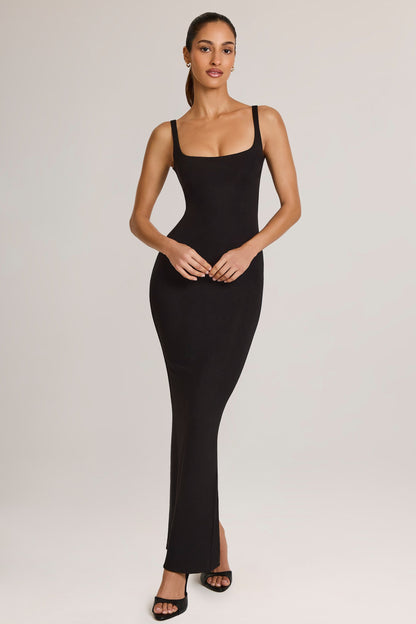 Modal Scoop-Neck Maxi Dress in Black