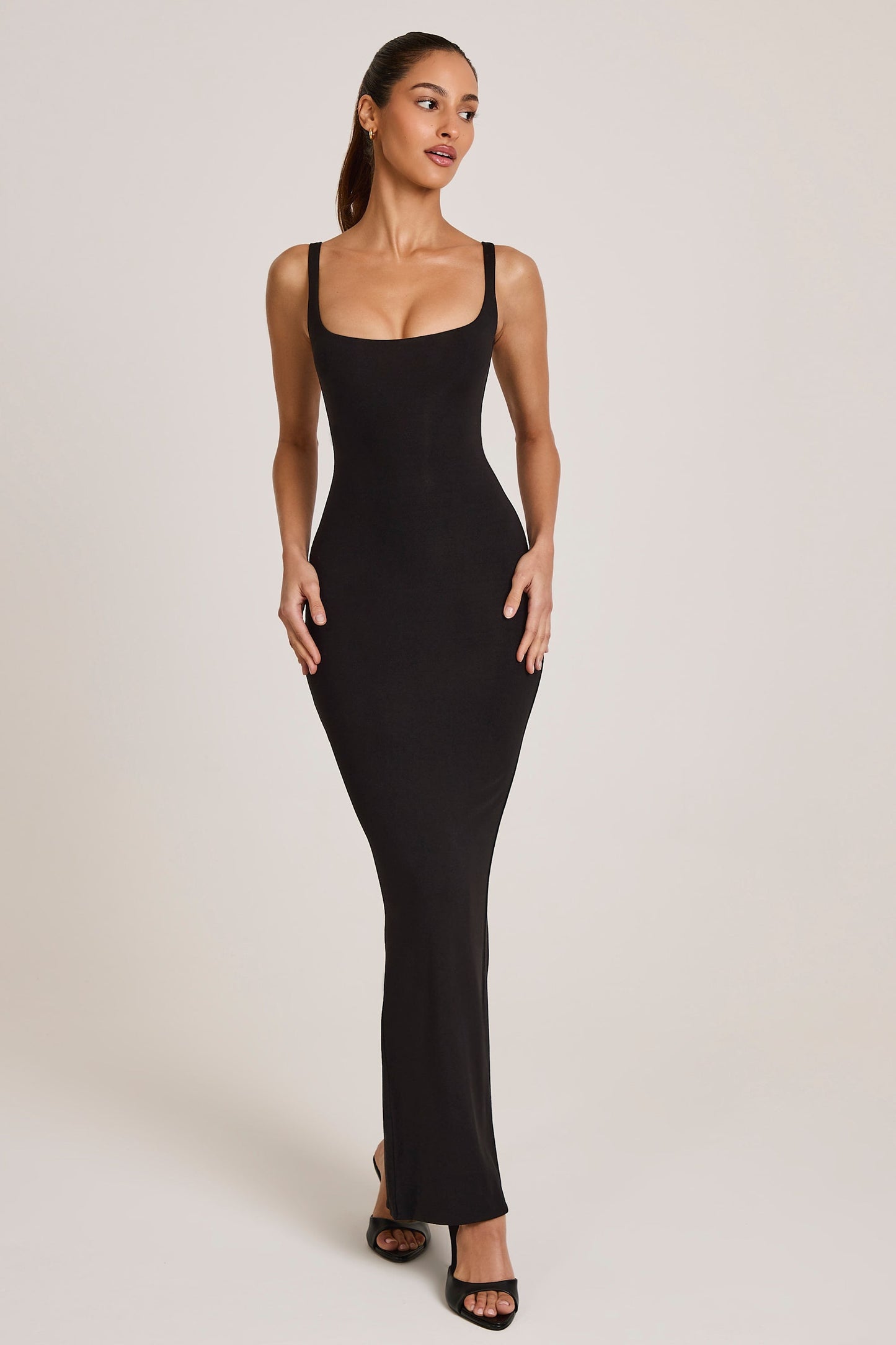 Modal Scoop-Neck Maxi Dress in Black