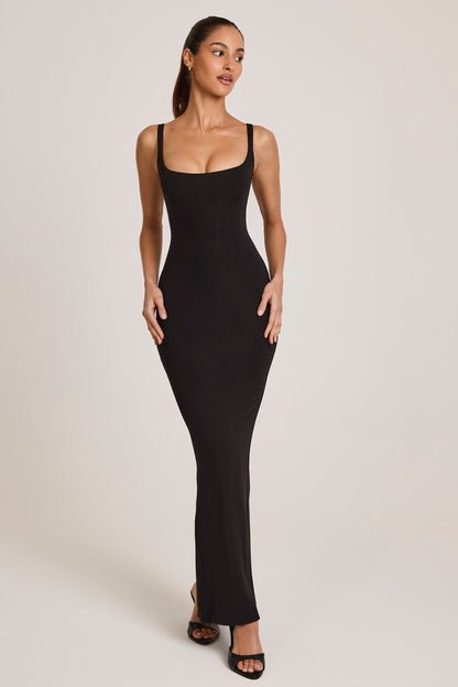 Modal Scoop-Neck Maxi Dress in Black
