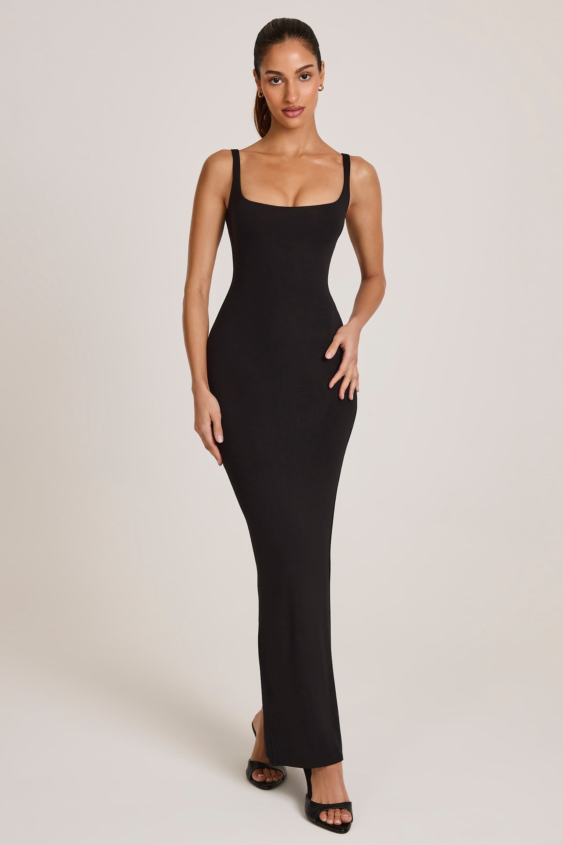 Modal Scoop-Neck Maxi Dress in Black