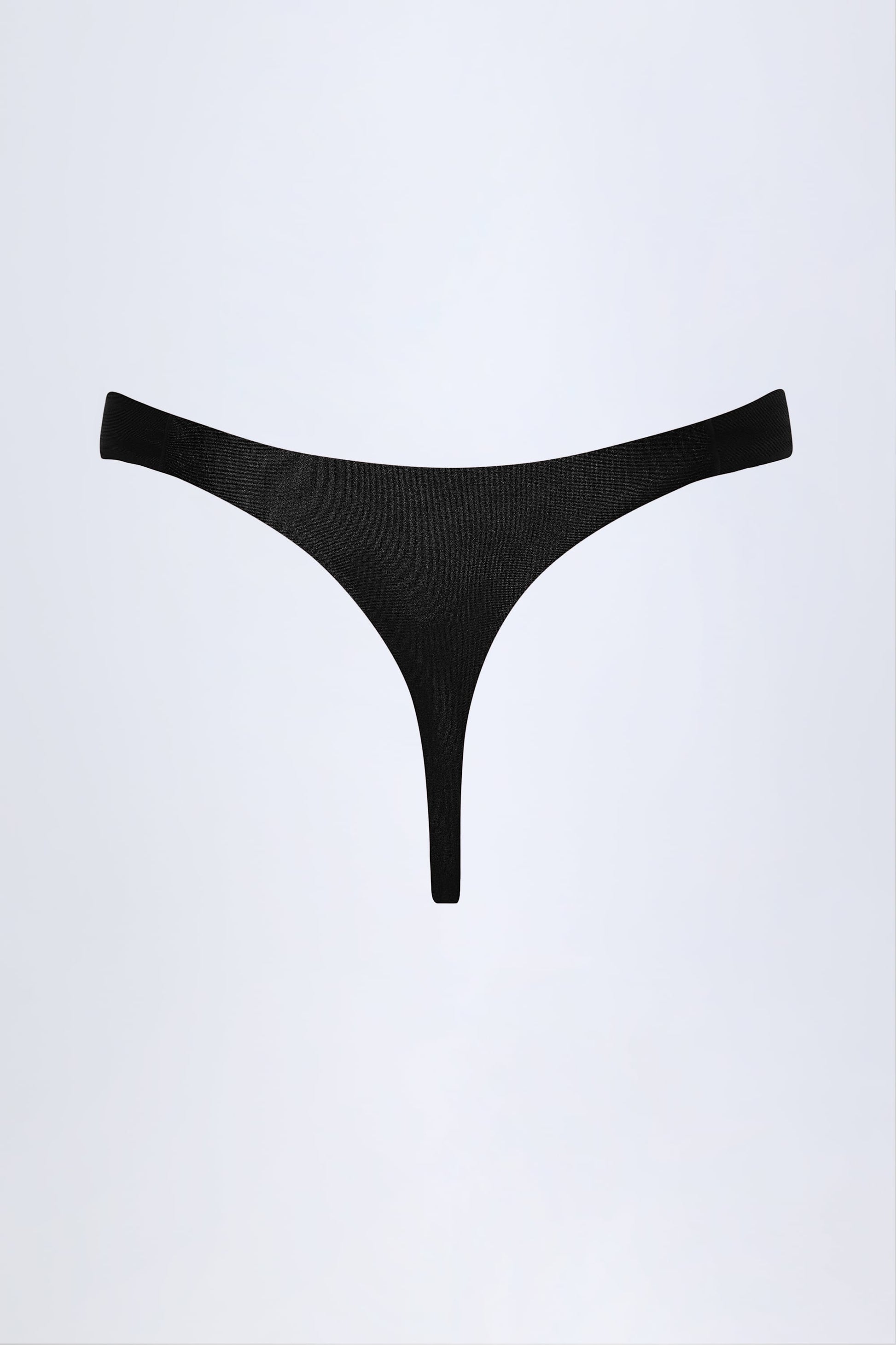 Hardware-Detail Thong Bikini Bottoms in Black