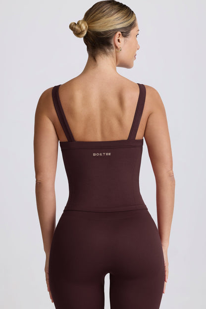 Super Sculpt Seamless Longline Tank Top in Chocolate
