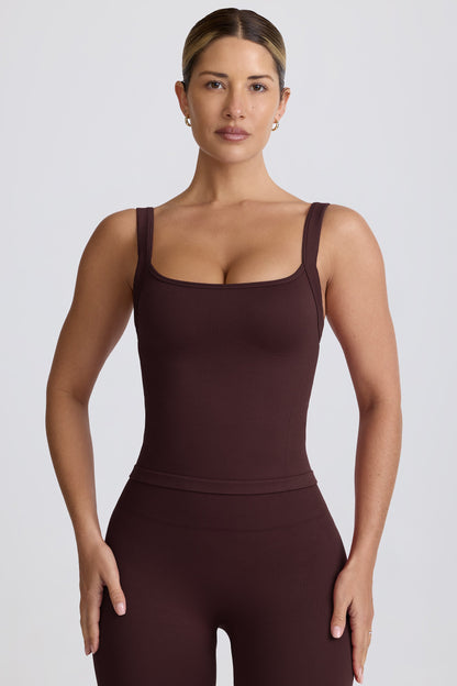 Super Sculpt Seamless Longline Tank Top in Chocolate