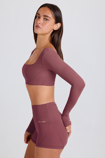 Multiway Long-Sleeve Crop Top in Acai