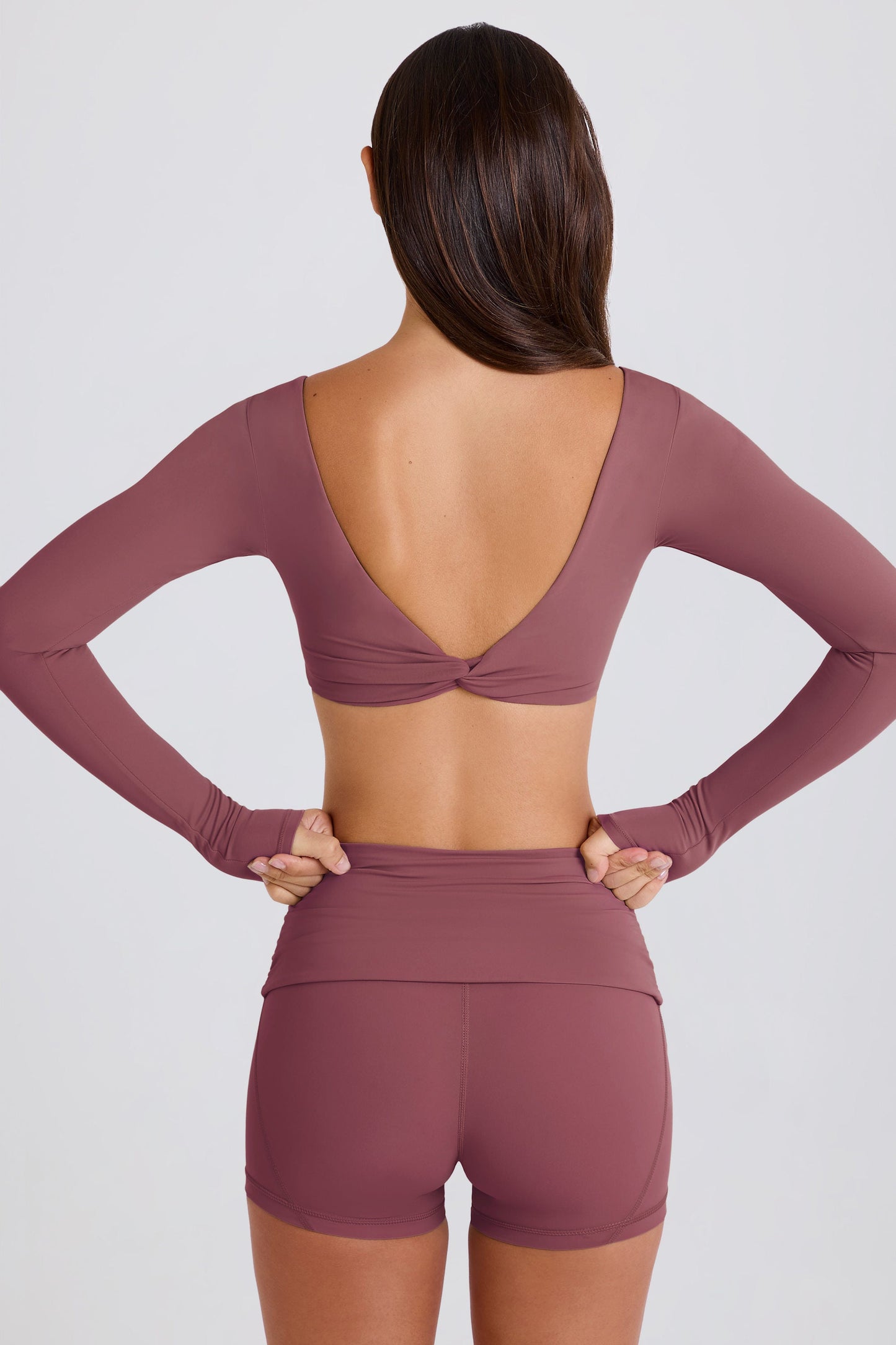 Multiway Long-Sleeve Crop Top in Acai