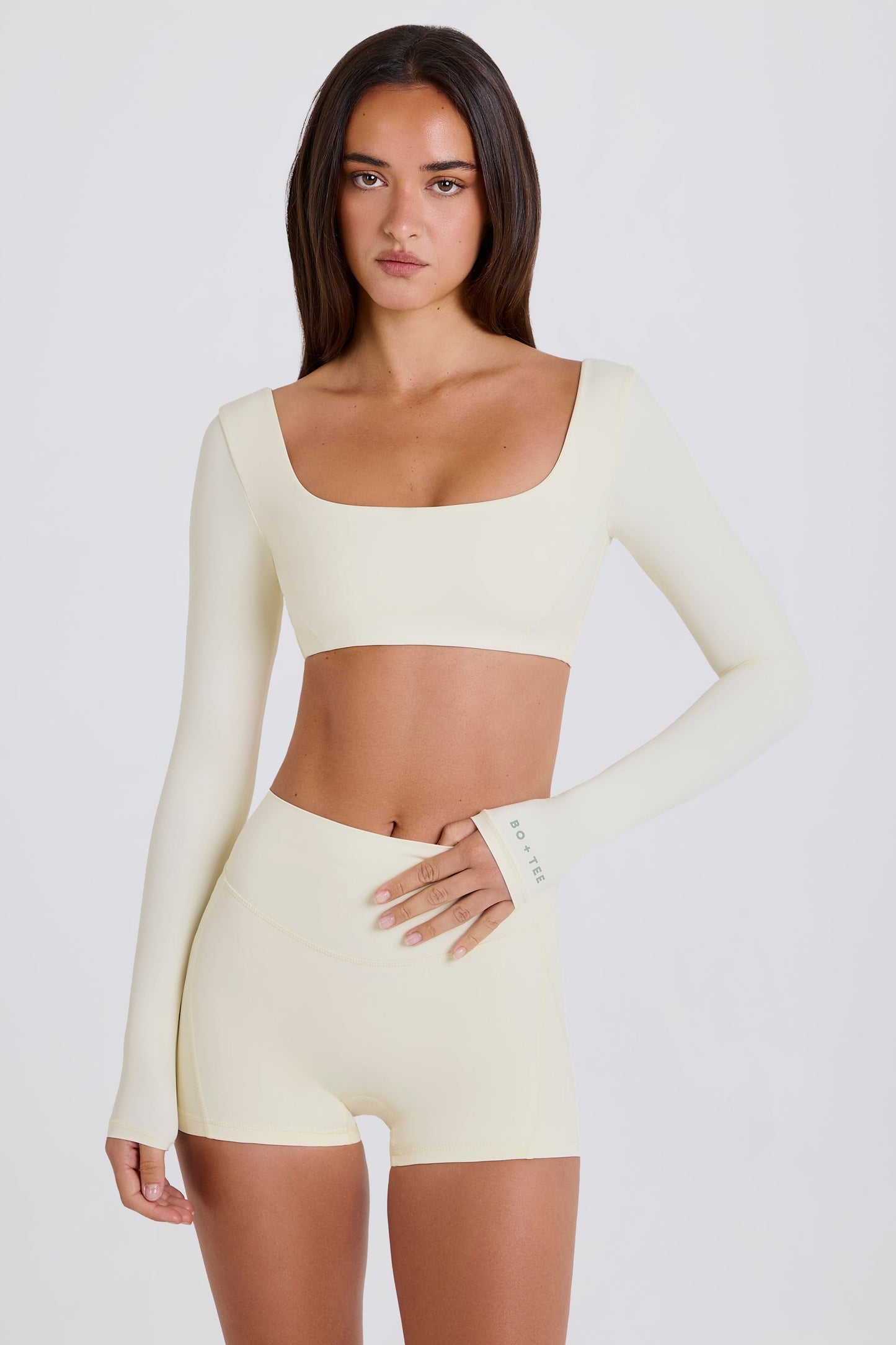Multiway Long-Sleeve Crop Top in Cream