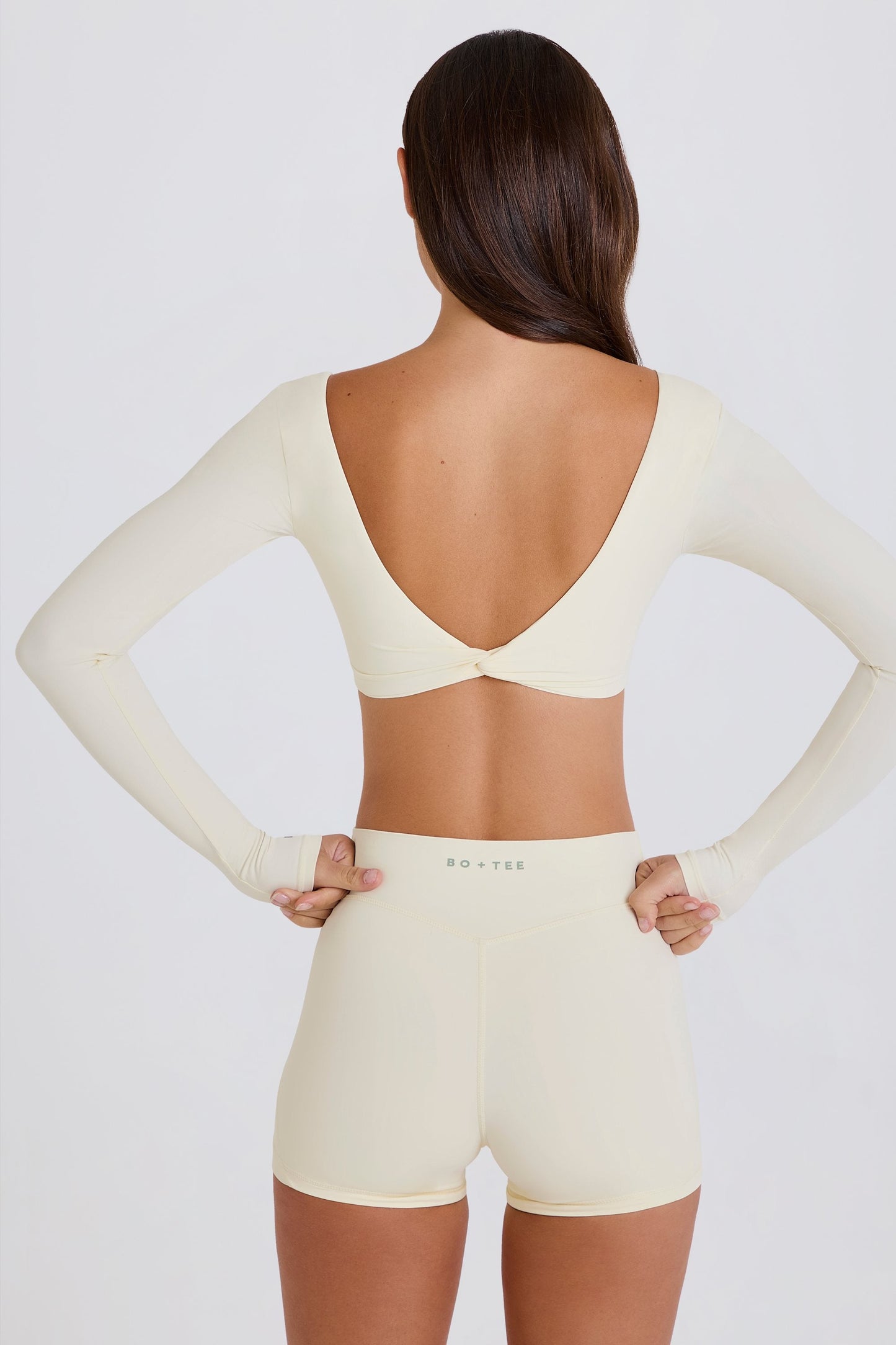 Multiway Long-Sleeve Crop Top in Cream