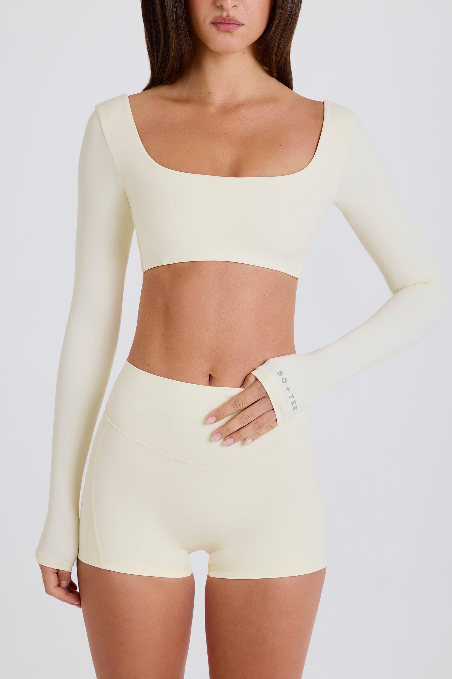 Multiway Long-Sleeve Crop Top in Cream