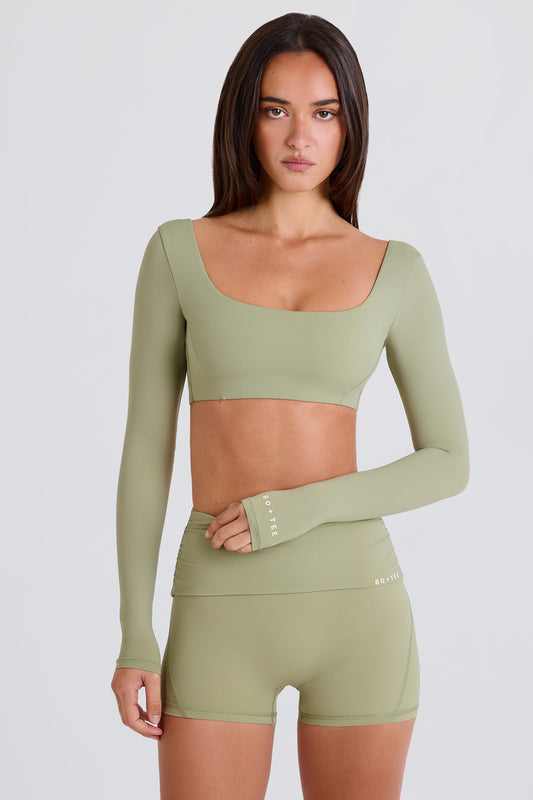 Multiway Long-Sleeve Crop Top in Matcha