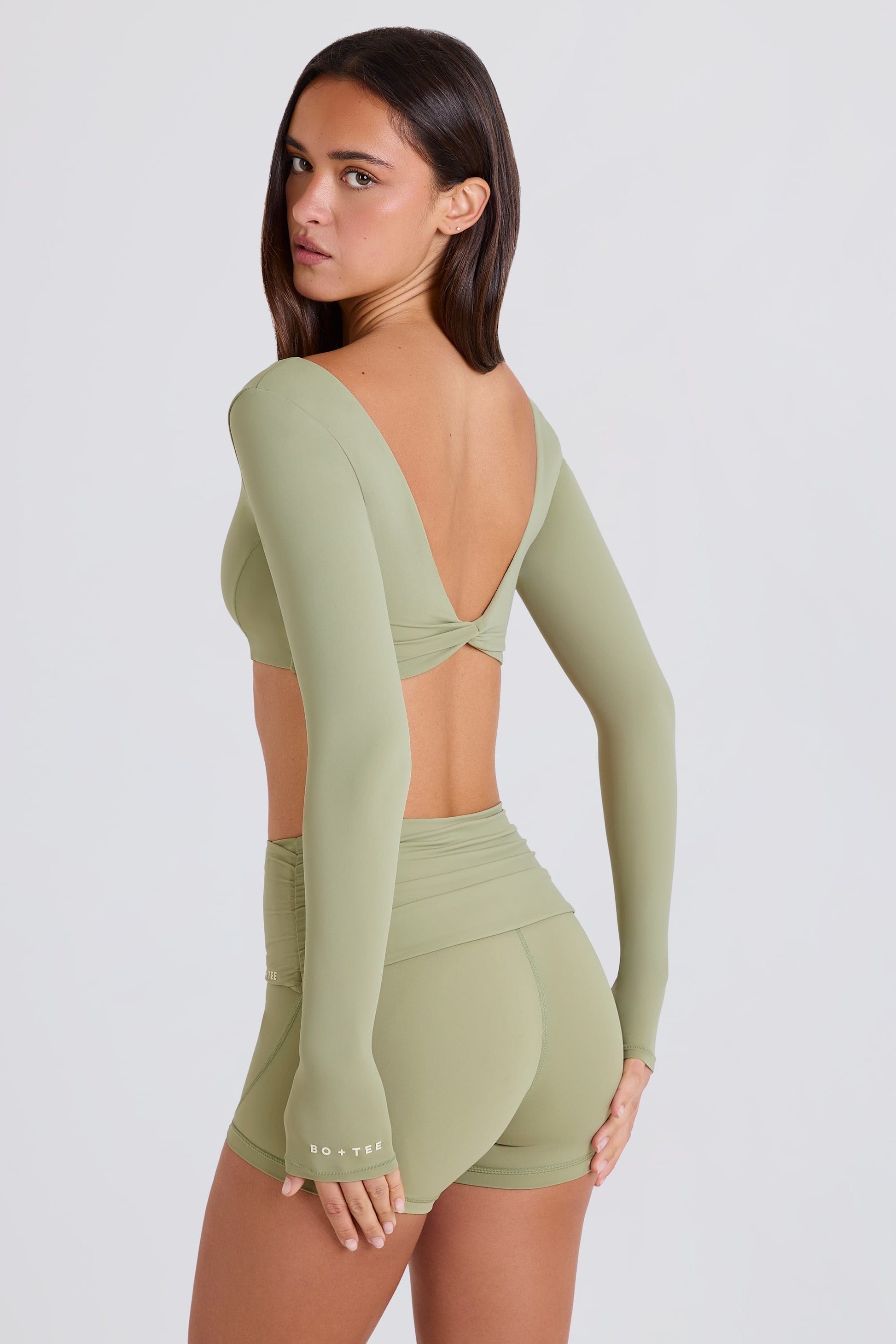 Multiway Long-Sleeve Crop Top in Matcha