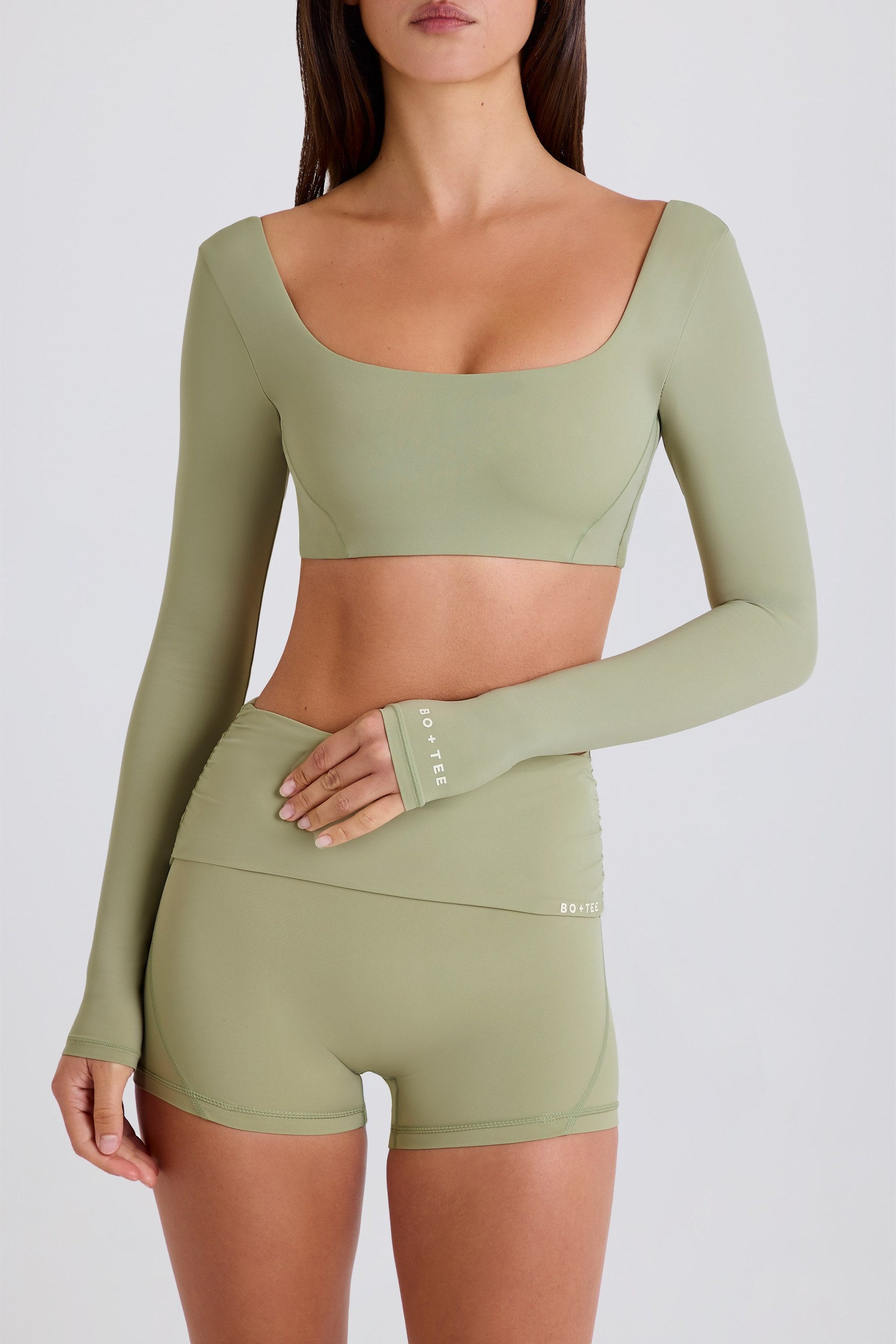 Multiway Long-Sleeve Crop Top in Matcha