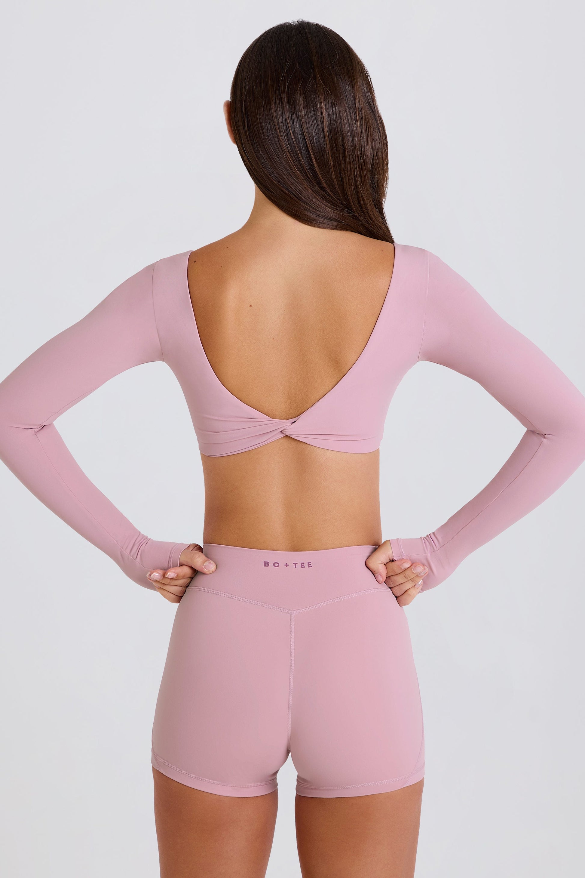 Multiway Long-Sleeve Crop Top in Mauve