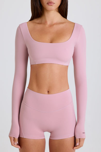 Multiway Long-Sleeve Crop Top in Mauve