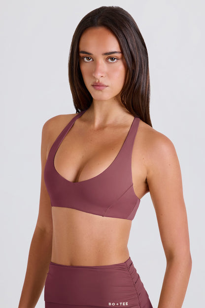 V-Neck Cross-Back Sports Bra in Acai