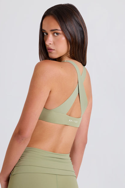 V-Neck Cross-Back Sports Bra in Matcha